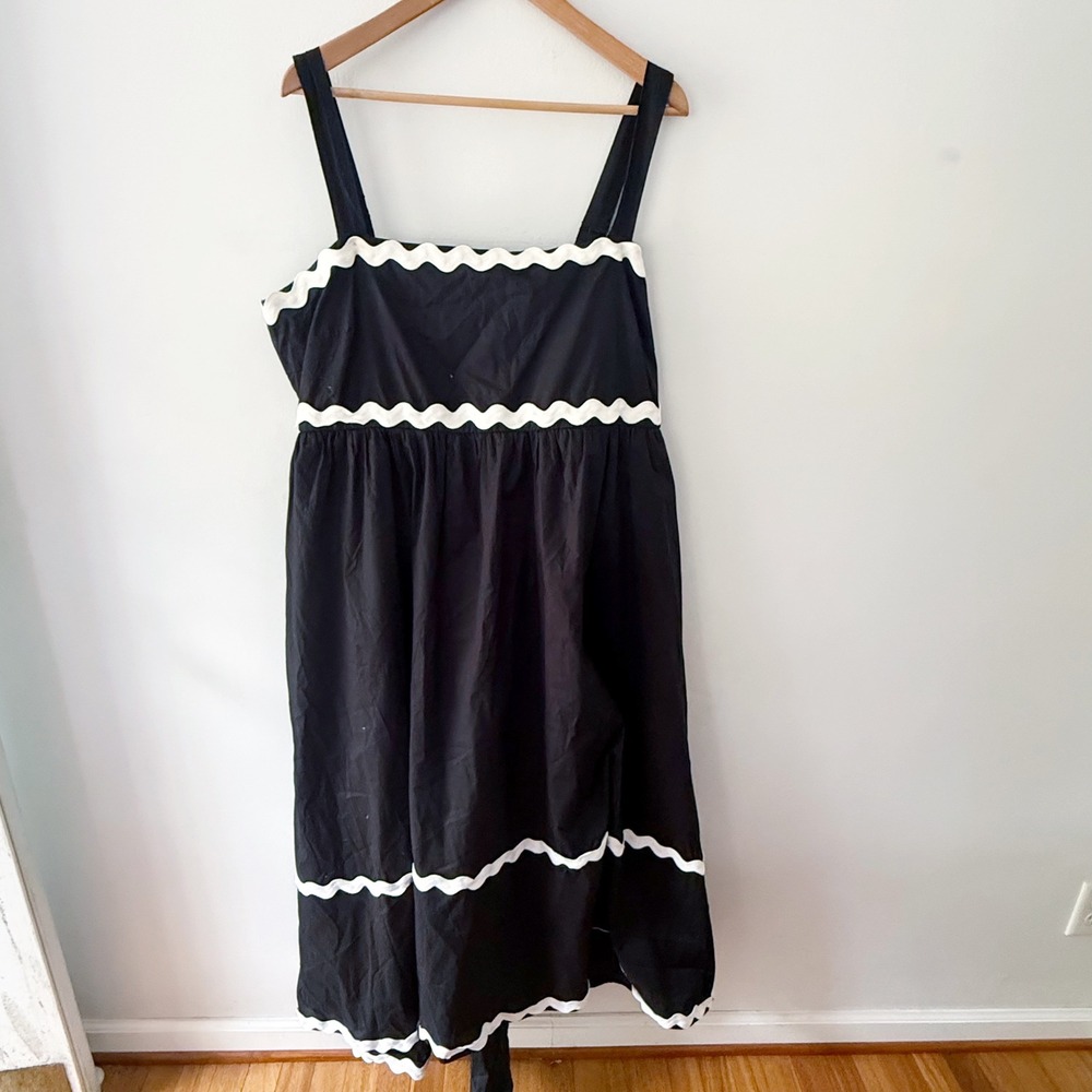Torrid Belle Isle Midi Dress Women 2X Black Ric Rac Trim Smocked Sundress Classy